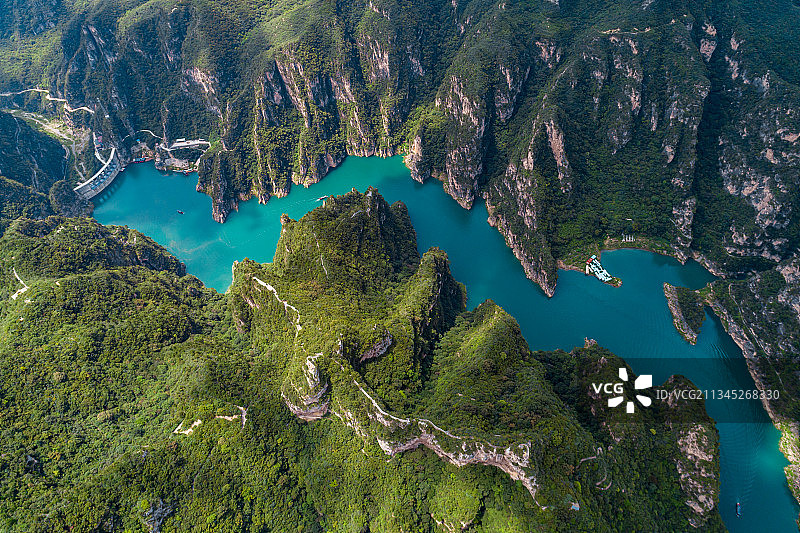 中国河南焦作峰林峡风景区航拍视角图片素材