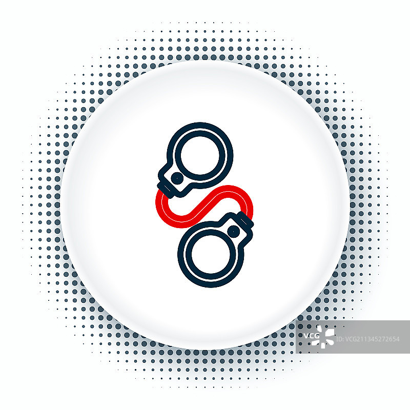 白色背景上的线条手铐图标图片素材