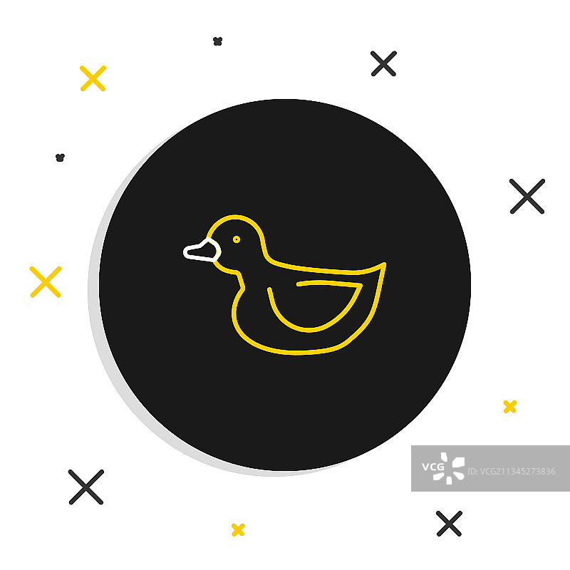 白色背景上的线条橡皮鸭图标图片素材