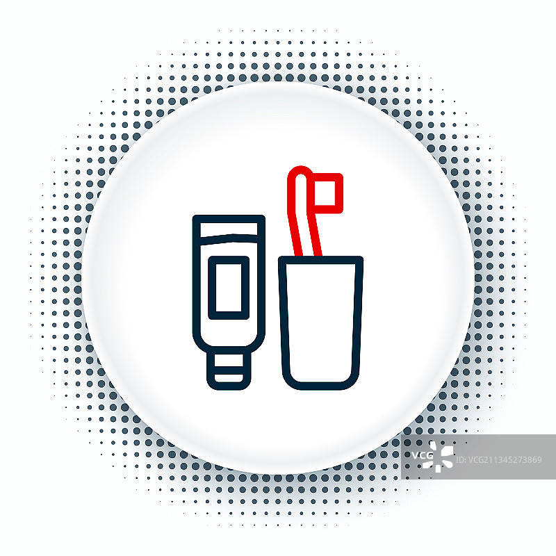 牙刷和牙膏管线性图标图片素材