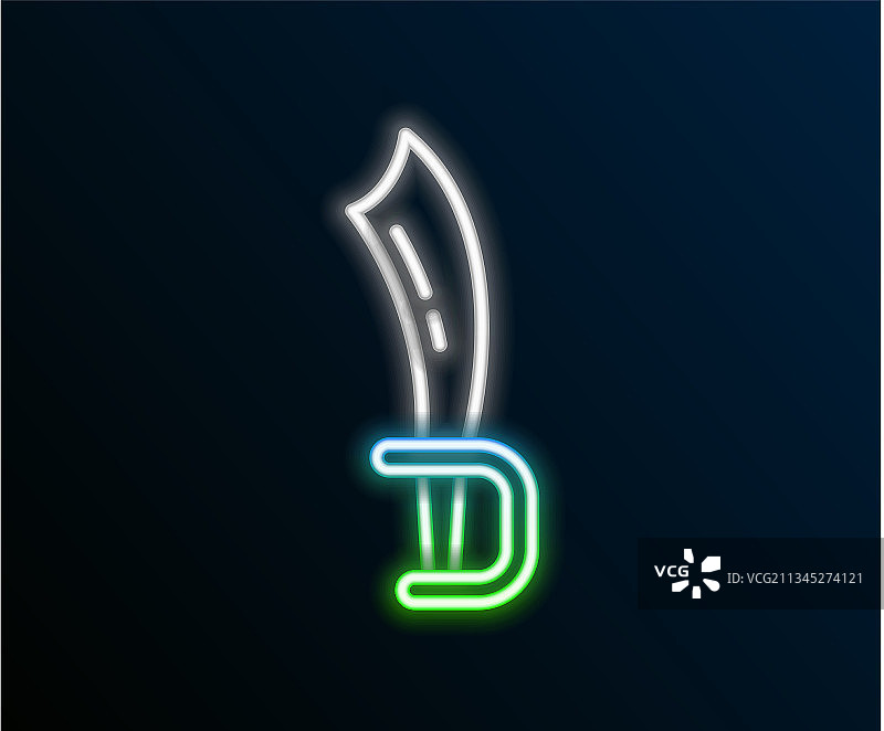 海盗剑霓虹灯线条图标图片素材