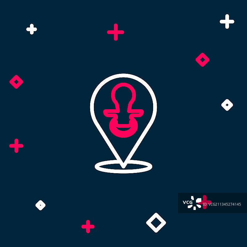 蓝色背景上的婴儿安抚奶嘴图标图片素材