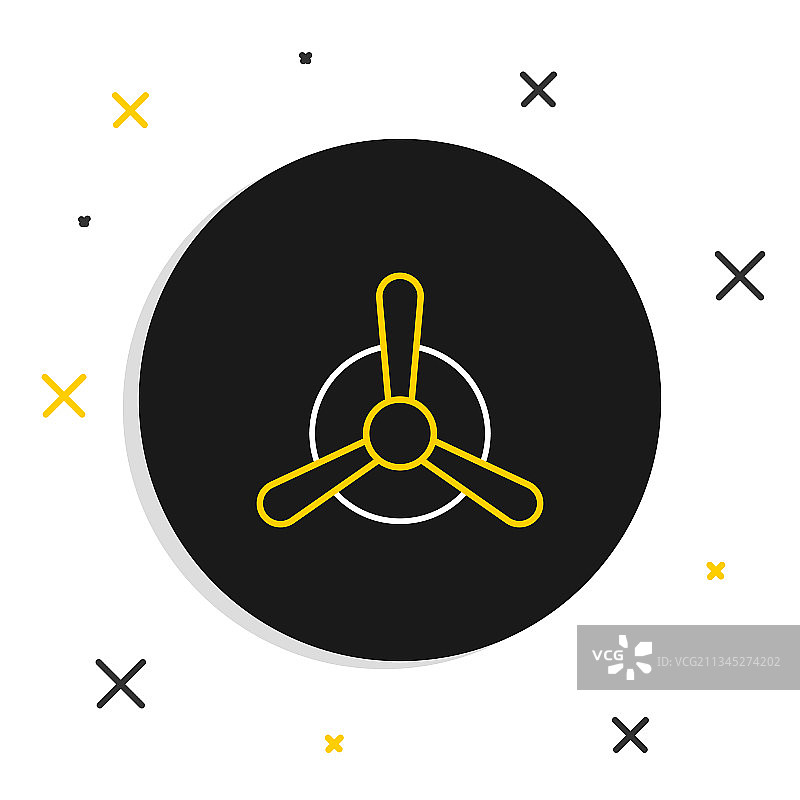 白色背景上的飞机螺旋桨线条图标图片素材