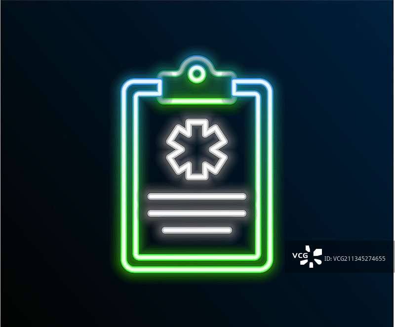发光霓虹线条医疗病历夹图片素材