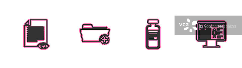 线条纸张与眼睛、医用药瓶图片素材