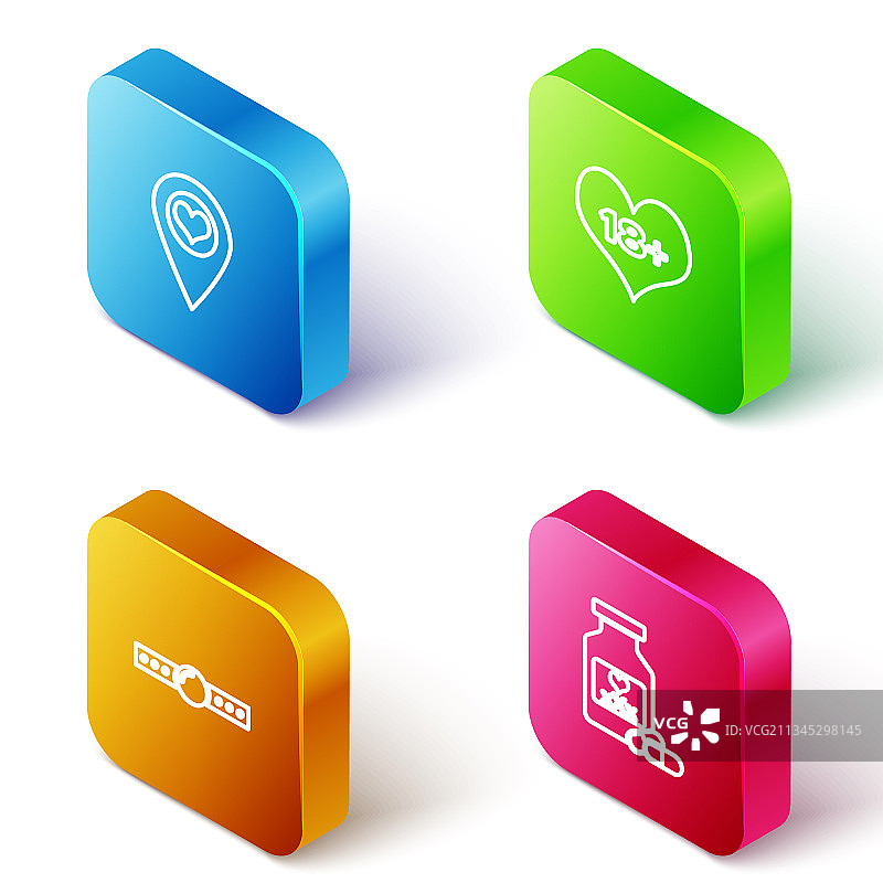 2.5D带爱心的18+定位图标图片素材