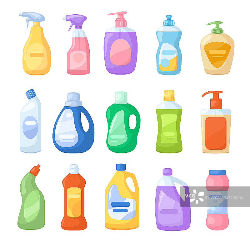 卡通清洁剂瓶清洁漂白剂图片素材