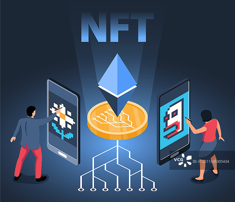 电子NFT转账构图图片素材