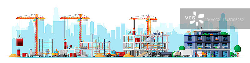 白色背景上的施工现场图片素材