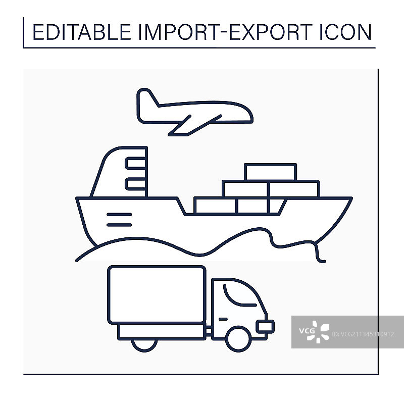 轮船线条图标图片素材