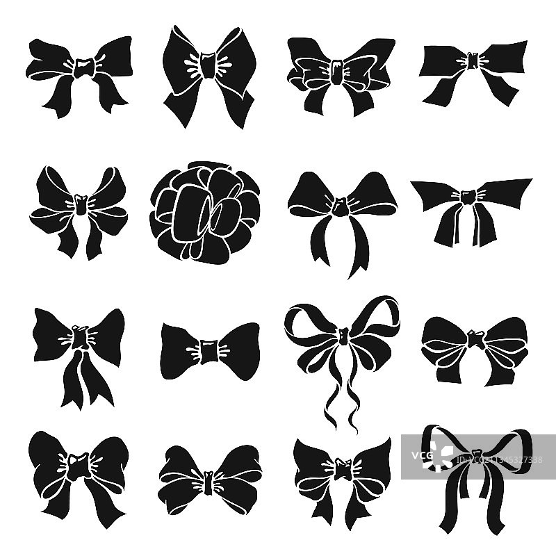 单色节日蝴蝶结图标合集图片素材
