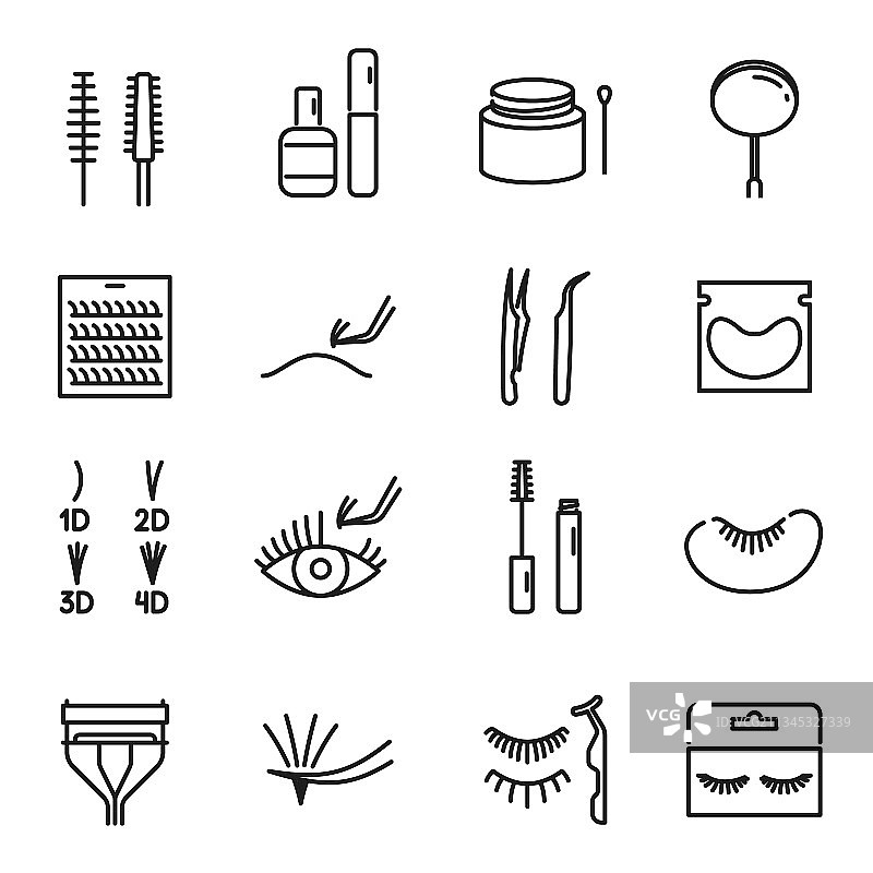 线性假睫毛图标合集图片素材