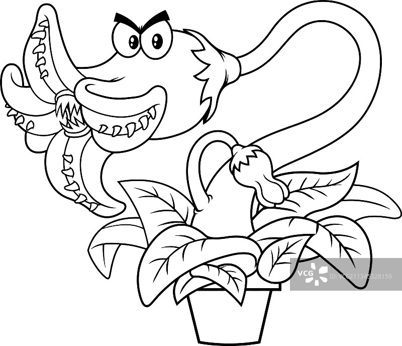 愤怒的食肉植物轮廓图片素材