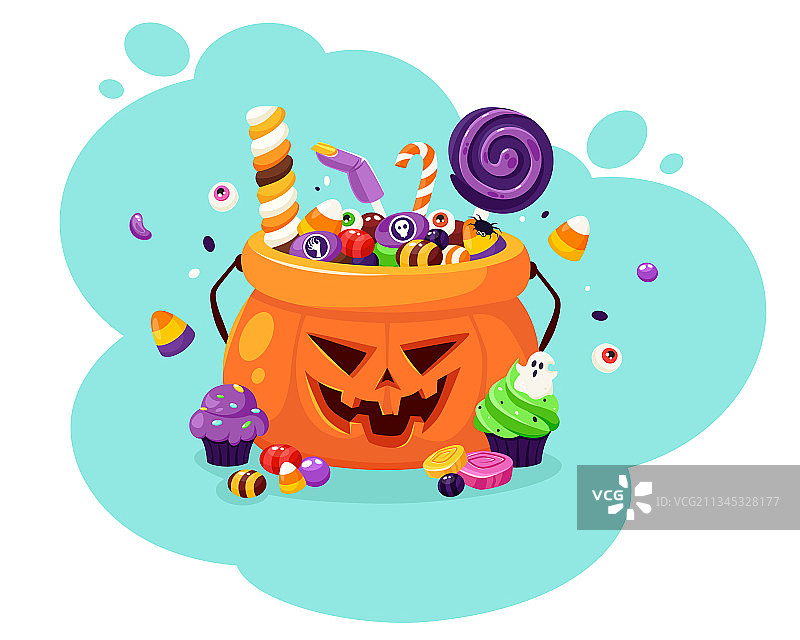 万圣节快乐南瓜与糖果图片素材