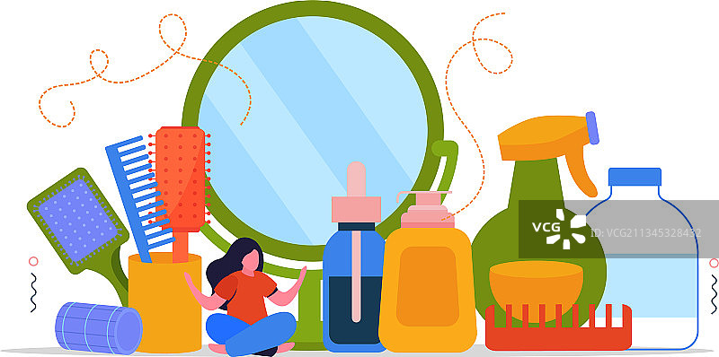 沐浴时光扁平概念图片素材