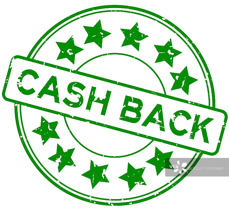 绿色复古风格CASH BACK文字圆形星星图标图片素材