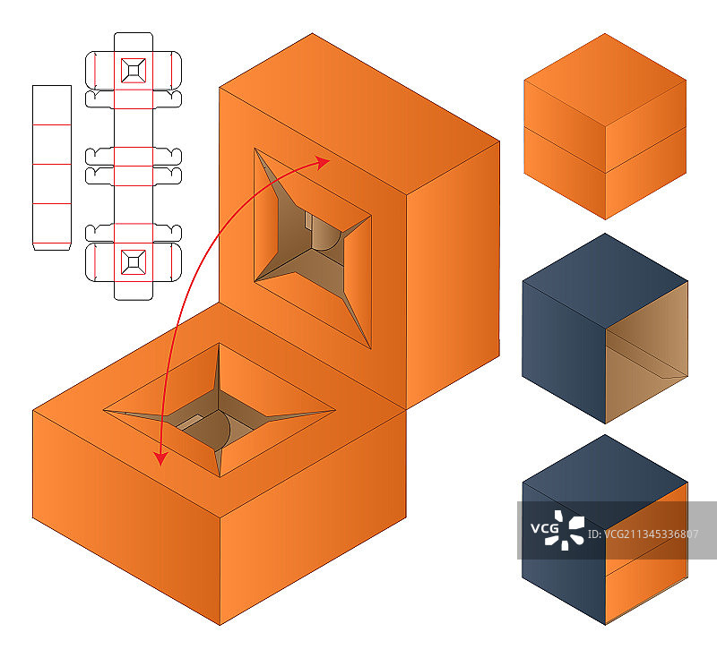 盒包装模切模板设计3d模型图片素材