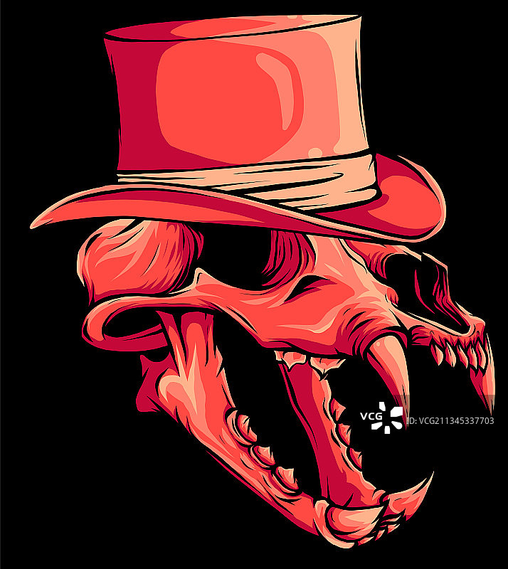 戴帽子的骷髅老虎图片素材