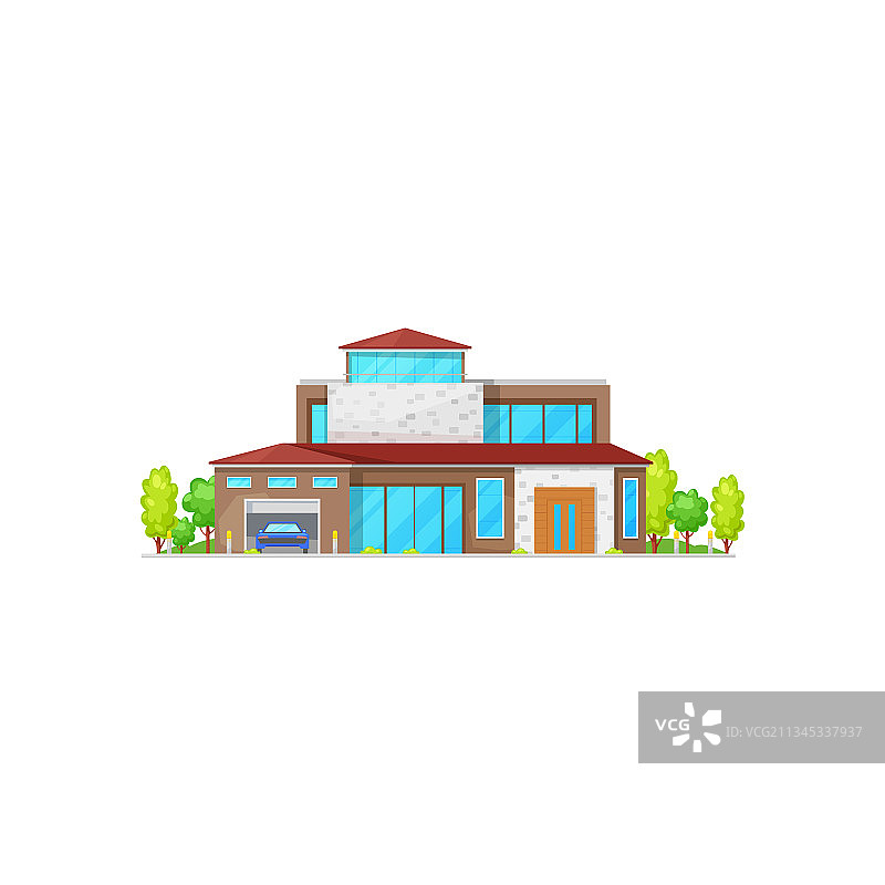 双层别墅或小屋建筑图标图片素材