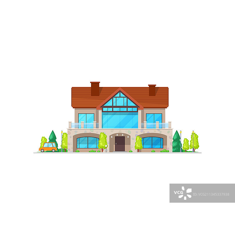 带烟囱的双层别墅图片素材