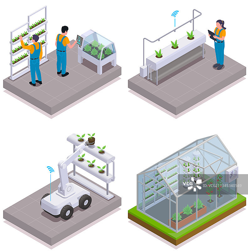 现代温室2.5D图标集图片素材