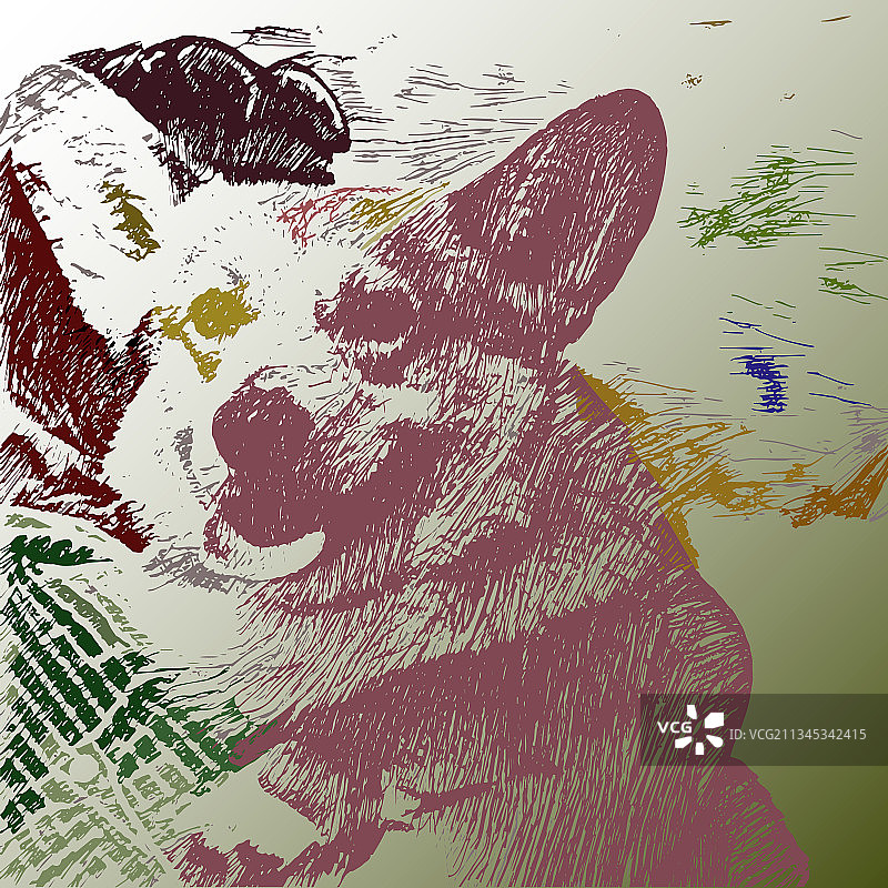 威尔士卡通风格的狗图片素材