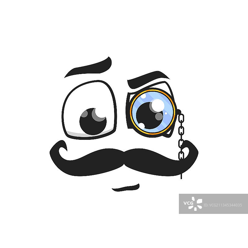 带胡子和单片眼镜的卡通脸图片素材