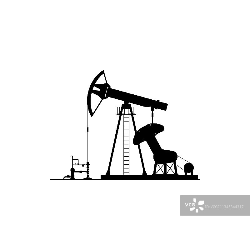 石油钻井平台黑色剪影图标图片素材