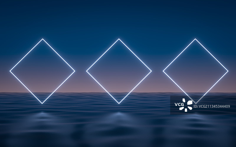 海平面菱形光线科技背景图片素材