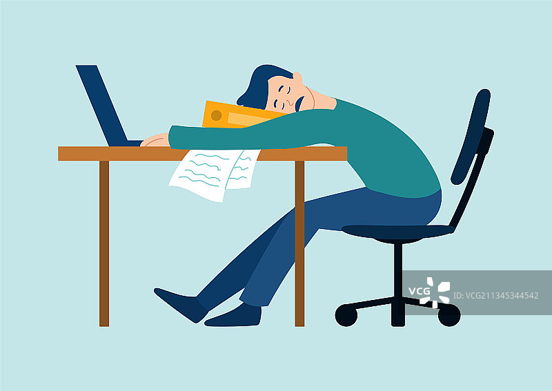 疲惫的男性角色参加职业活动图片素材