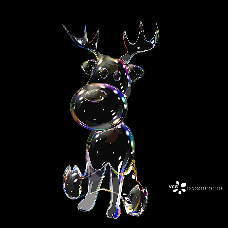 麋鹿吹肥皂泡卡通图形图片素材