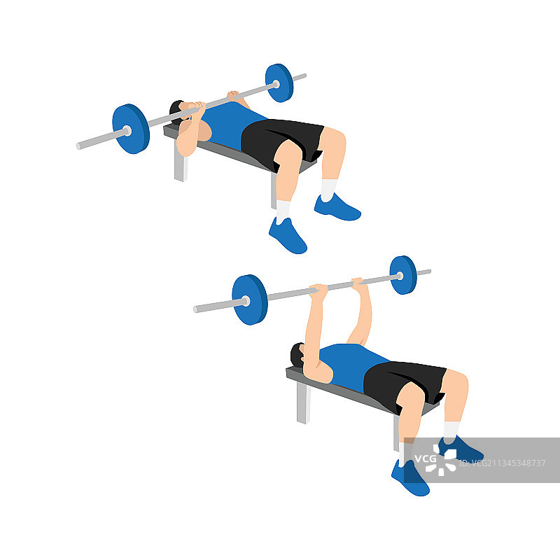 男人做窄握杠铃卧推图片素材