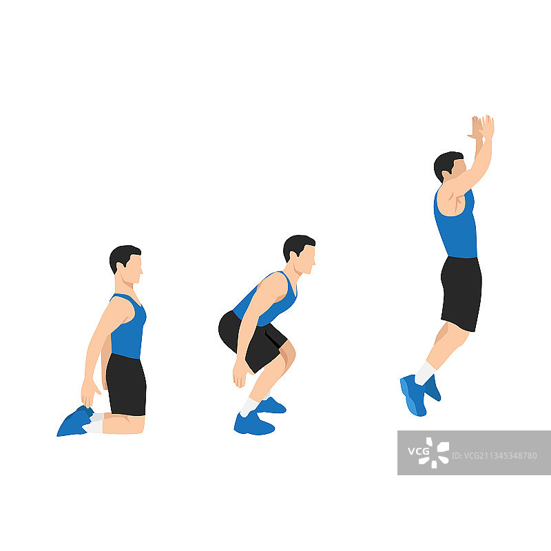 深蹲跳跃膝盖运动图片素材