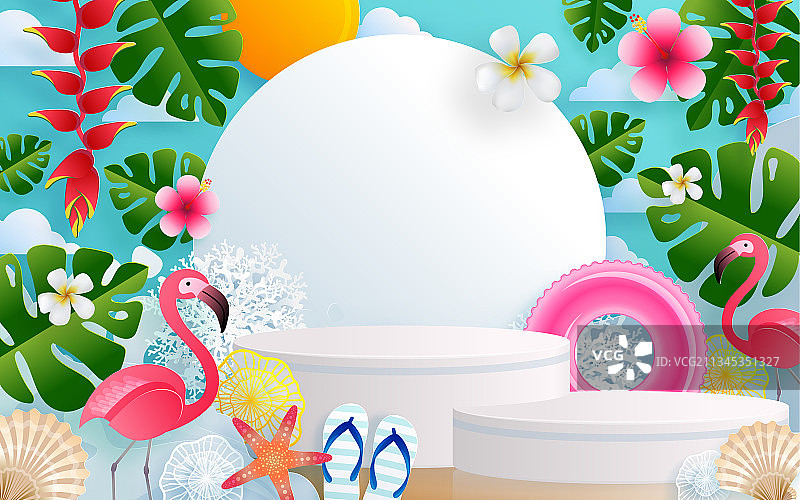 3D产品领奖台夏日假日设计图片素材
