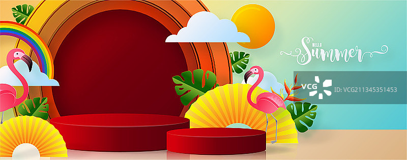 3D产品领奖台夏日假日设计图片素材