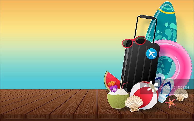 海滩彩色夏日假日设计图片素材