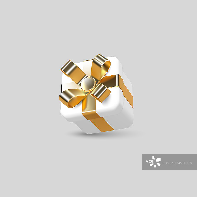 3D金色丝带礼盒图片素材