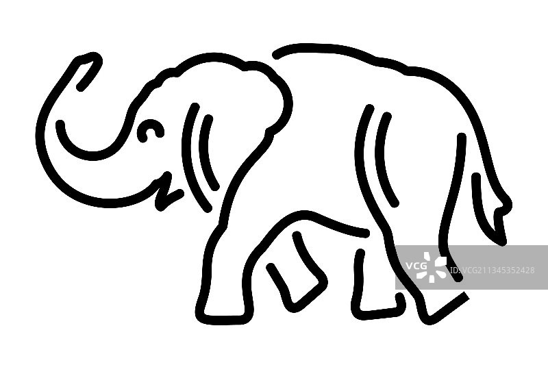 程式化大象剪影线条艺术图片素材