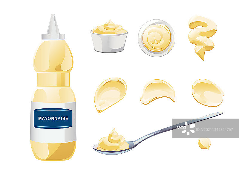 碗装蛋黄酱瓶和污渍套装图片素材