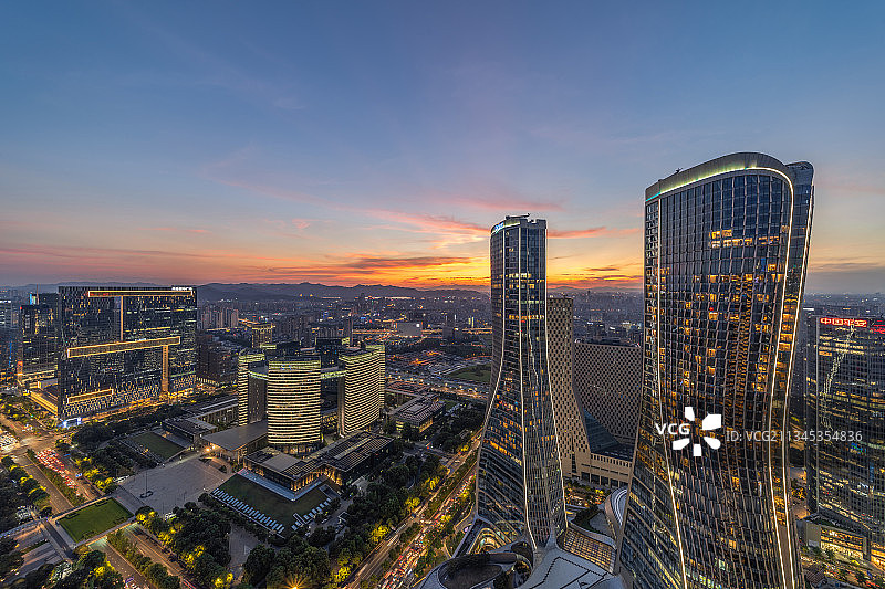 杭州钱江新城夜景图片素材