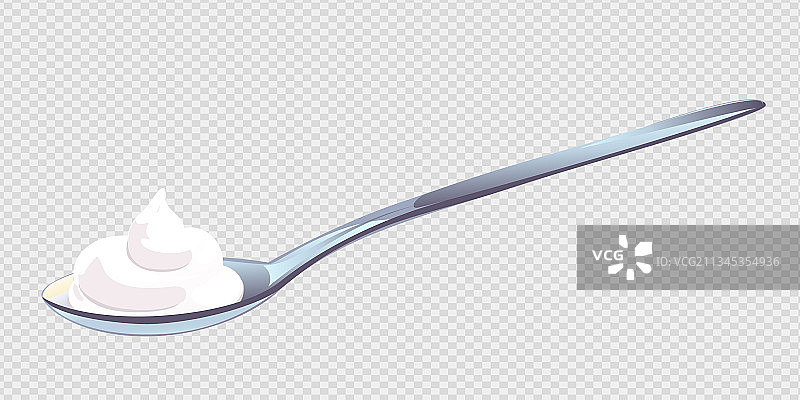 卡通风格的勺子里的白酱图片素材