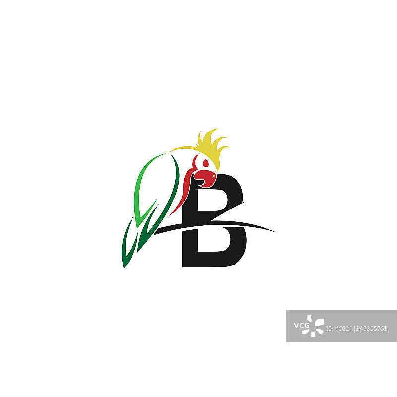 带鹦鹉鸟图标标志的字母B图片素材