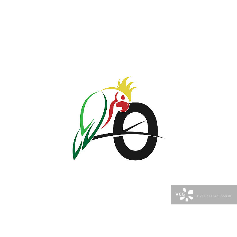 字母O与鹦鹉图标logo设计图片素材