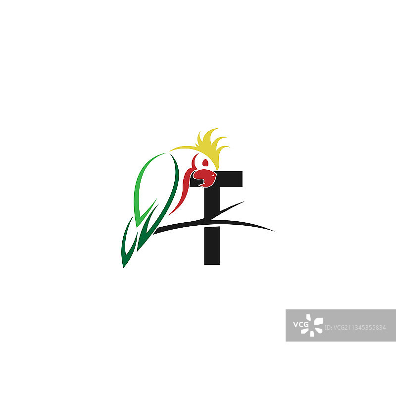 字母T与鹦鹉鸟图标标志设计图片素材