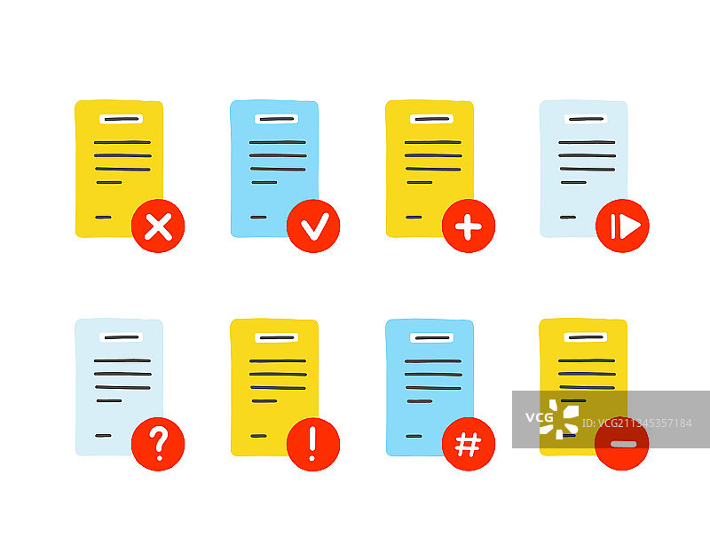 文件文档图标手绘套装图片素材