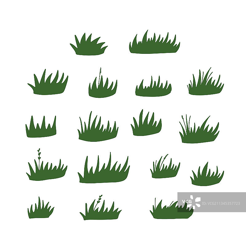 手绘绿色草丛集合图片素材
