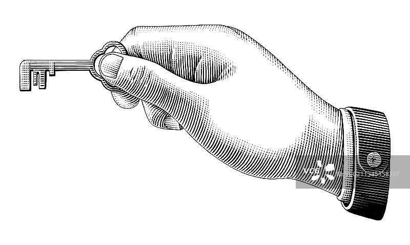 人手持复古风格钥匙图图片素材