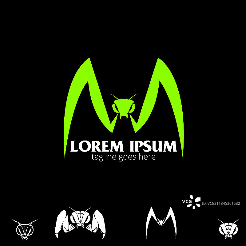 基于M字母的螳螂符号图片素材