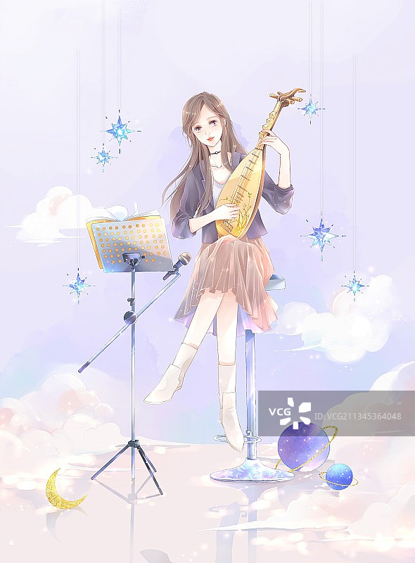 弹琵琶的少女图片素材