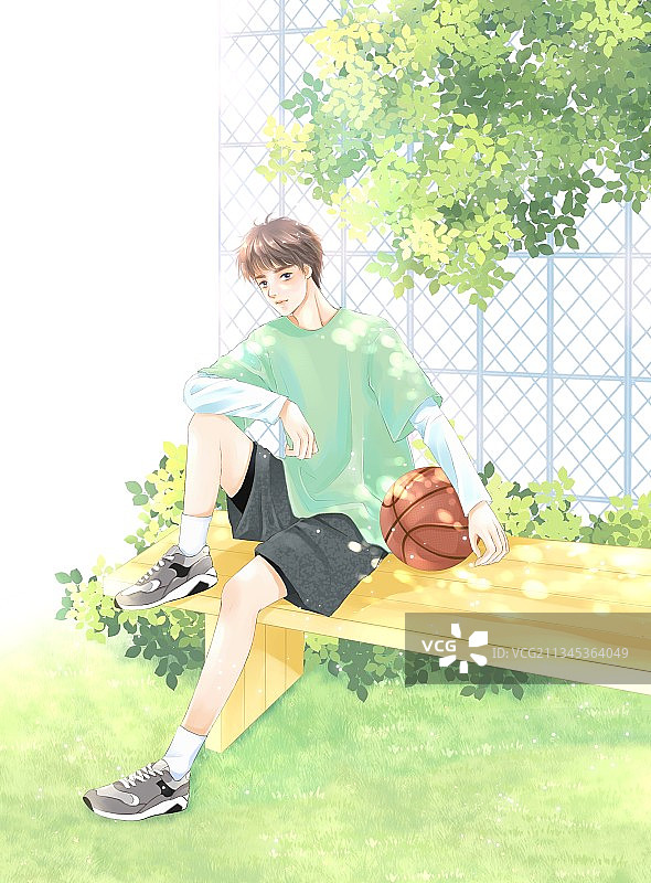 少年与篮球图片素材